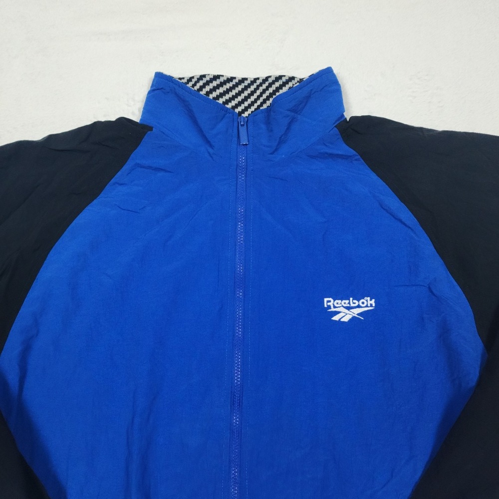 Vintage Reebok Windbreaker Jacket Mens Large Blue Nylon Full Zip 90s Logo - Picture 3 of 9